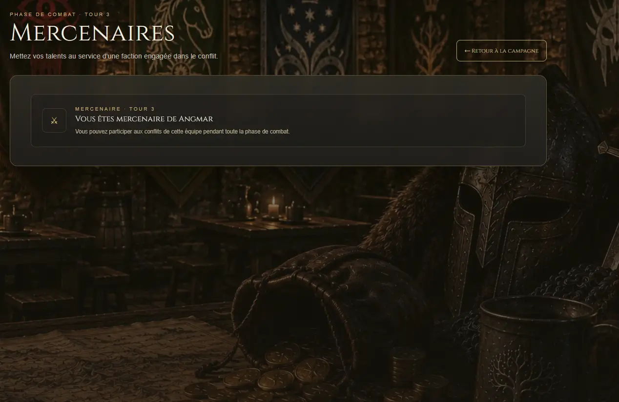 Capture de la page des mercenaires